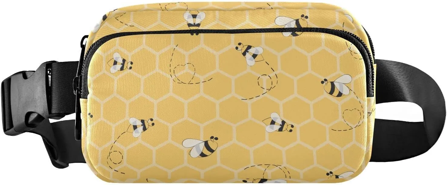 Yellow Bees Honey Fanny Packs for Women Men Crossbody Bag Fashion Waist Packs Waterproof Sling Bag Belt Bag Waist Pouch with Adjustable Strap for Travel Hiking Running Cycling Bum Bag Shoulder
