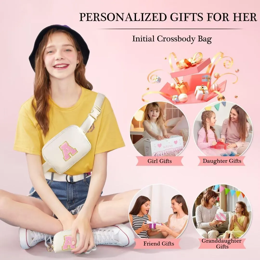 YOOLIFE Gifts for Women, Personalized Birthday Gifts for Women Daughter Sister Friends Mom Girlfriend Aunt Niece, Initial Fanny Pack Crossbody Purse Belt Bag, Pink S
