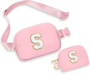 YOOLIFE Gifts for Women, Personalized Birthday Gifts for Women Daughter Sister Friends Mom Girlfriend Aunt Niece, Initial Fanny Pack Crossbody Purse Belt Bag, Pink S