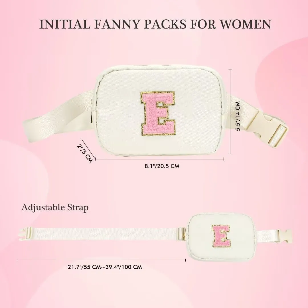 YOOLIFE Initial Sling Bag for Women - Bum Bag Chest Bag for Women Belt Bag Small Crossbody Bags Fanny Packs for Women Personalized Birthday Gifts Christmas Gifts for Women W, Beige