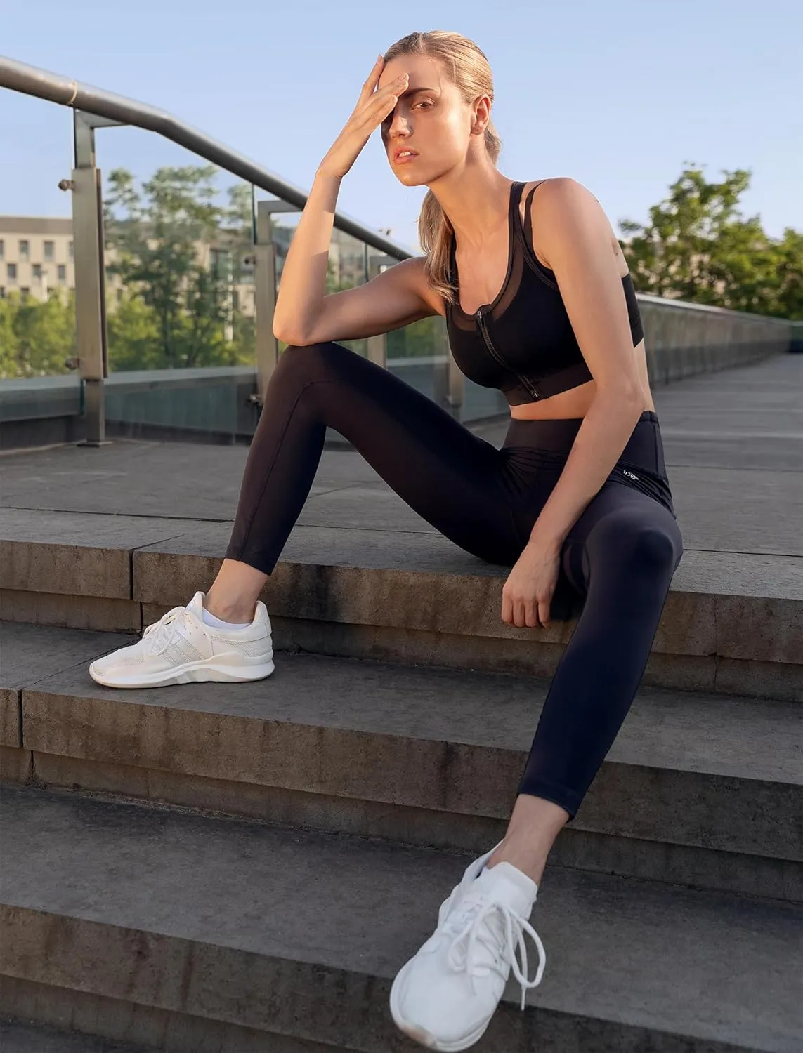 Yvette High Impact Women Sports Bra Front Closure Double Deck Mesh Running Bra for Plus Size for Plus Size