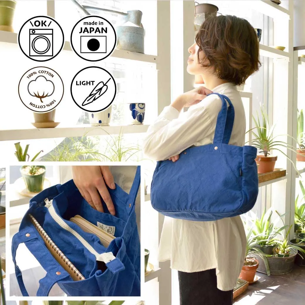 ZIP Tote Bag Cotton100% Canvas Zipper Fastener Simple japan Washable Sholder hand Bag (VC-23)