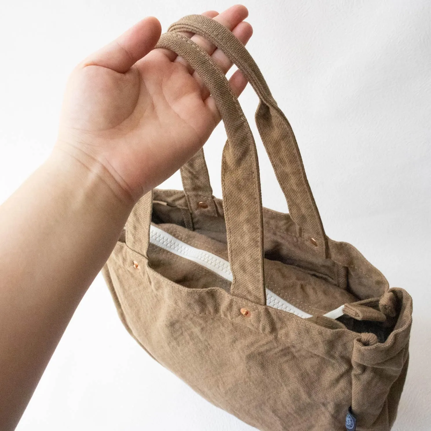 ZIP Tote Bag Cotton100% Canvas Zipper Fastener Simple japan Washable Sholder hand Bag (VC-23)