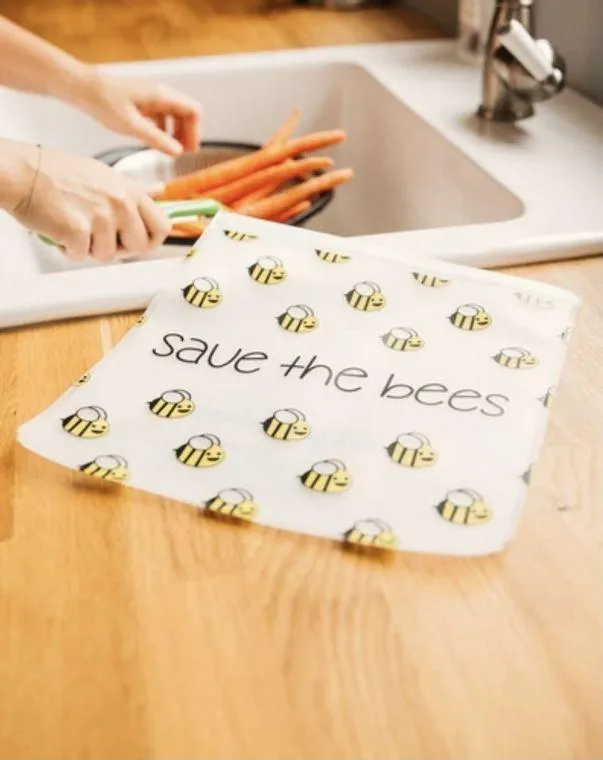 Ziparoos Reusable 3-piece Quart Storage Bag Set - Save the Bees, Eat Cookies, Reduce/Reuse/Recycle