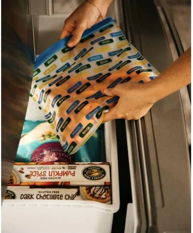 Ziparoos Reusable 3-piece Quart Storage Bag Set - Save the Bees, Eat Cookies, Reduce/Reuse/Recycle
