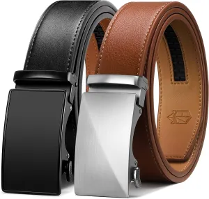 Zitahli Ratchet Belt for Men - 2 Packs Leather Mens belt For Gift Men Dress and Casual,Trim to Fit