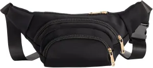 Zodaca Black Extra Large Fanny Pack Plus Size, Crossbody Bag with Adjustable Belt Straps Fits 34-60 Inch Waist (Expands to 5XL) - Fanny Packs for Women