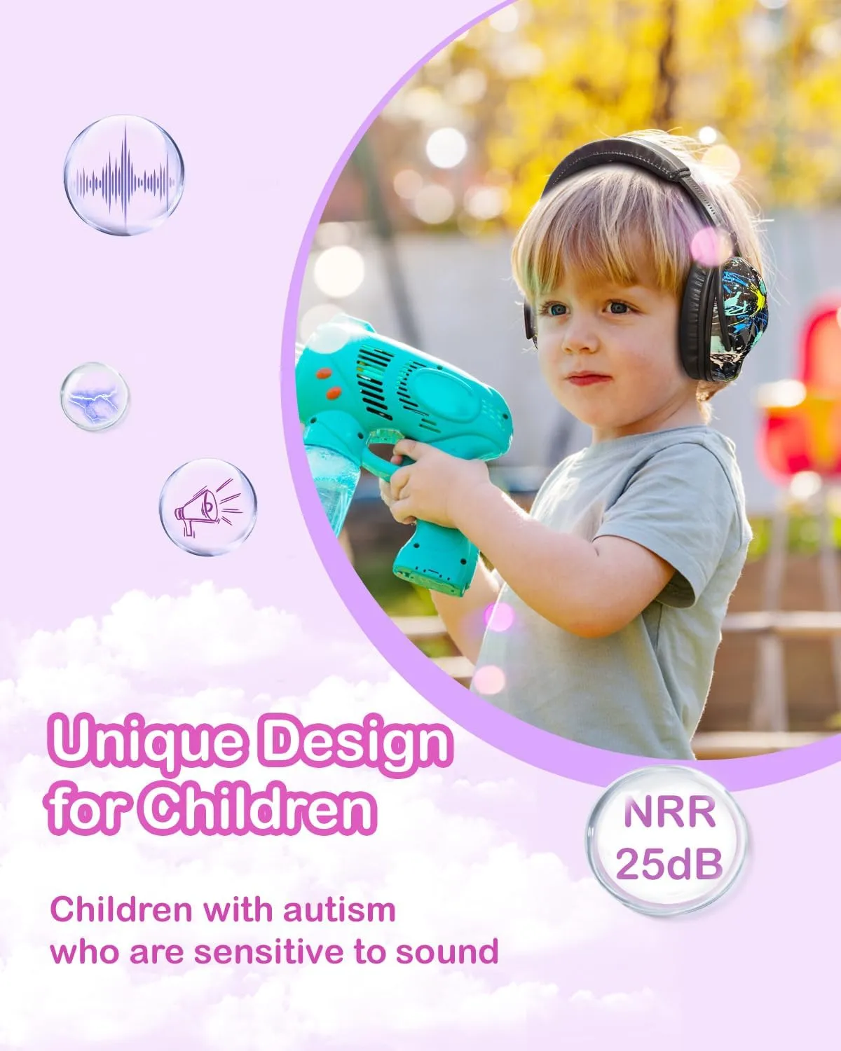 ZOHAN Kids Ear Protection 3 Pack, Noise Canceling Headphones for Monster Jam, Concerts, Fireworks, Air Shows, Autism