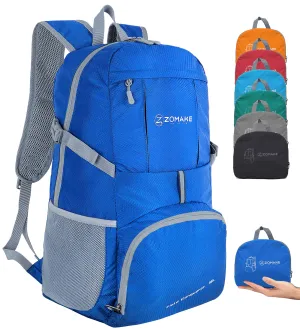 ZOMAKE Lightweight Packable Backpack 35L, Light Foldable Backpacks Water Resistant Collapsible Hiking Bag, Compact Folding Day Pack for Travel Camping(Dark Blue)