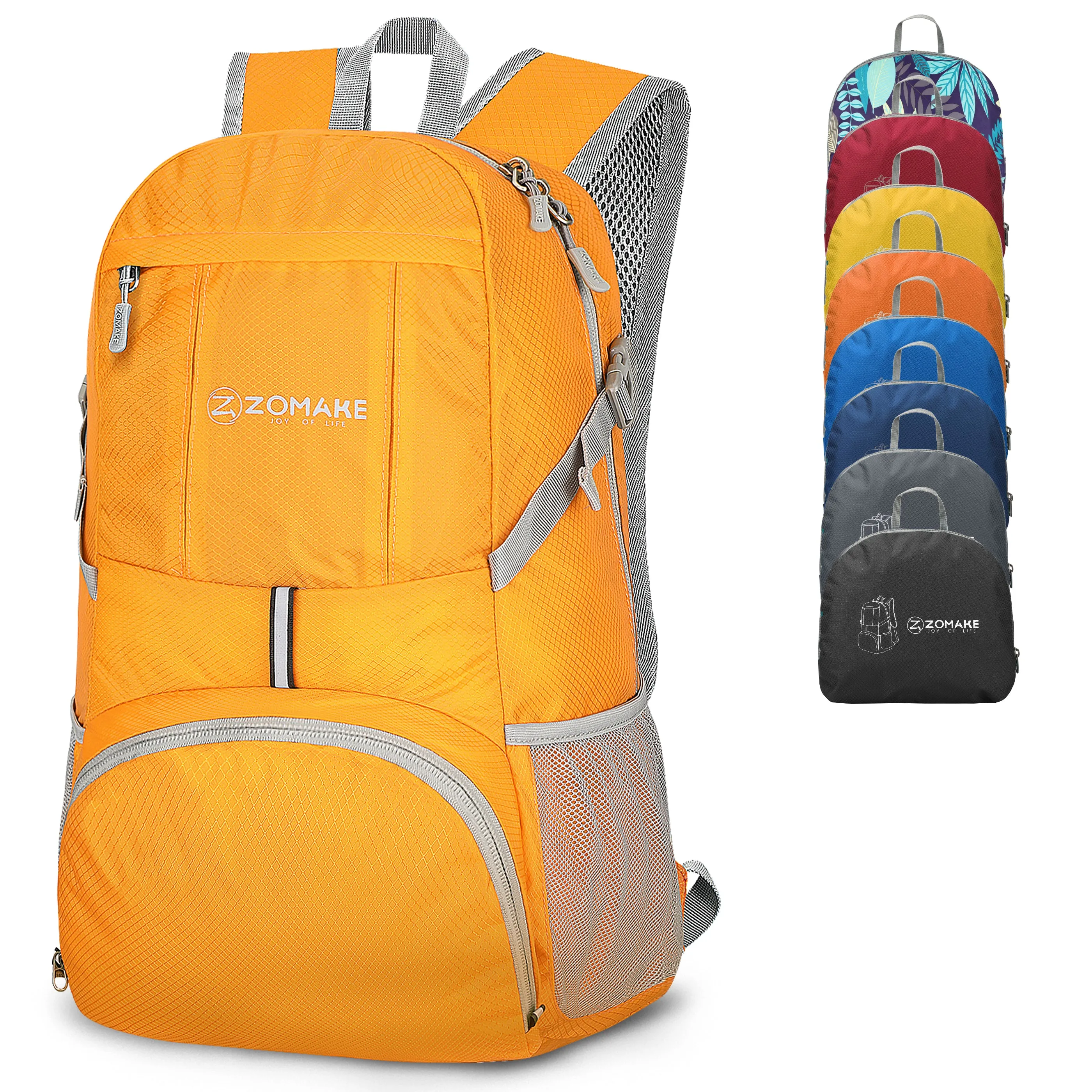 ZOMAKE Lightweight Packable Backpack 35L, Light Foldable Backpacks Water Resistant Collapsible Hiking Bag, Compact Folding Day Pack for Travel Camping(Yellow)