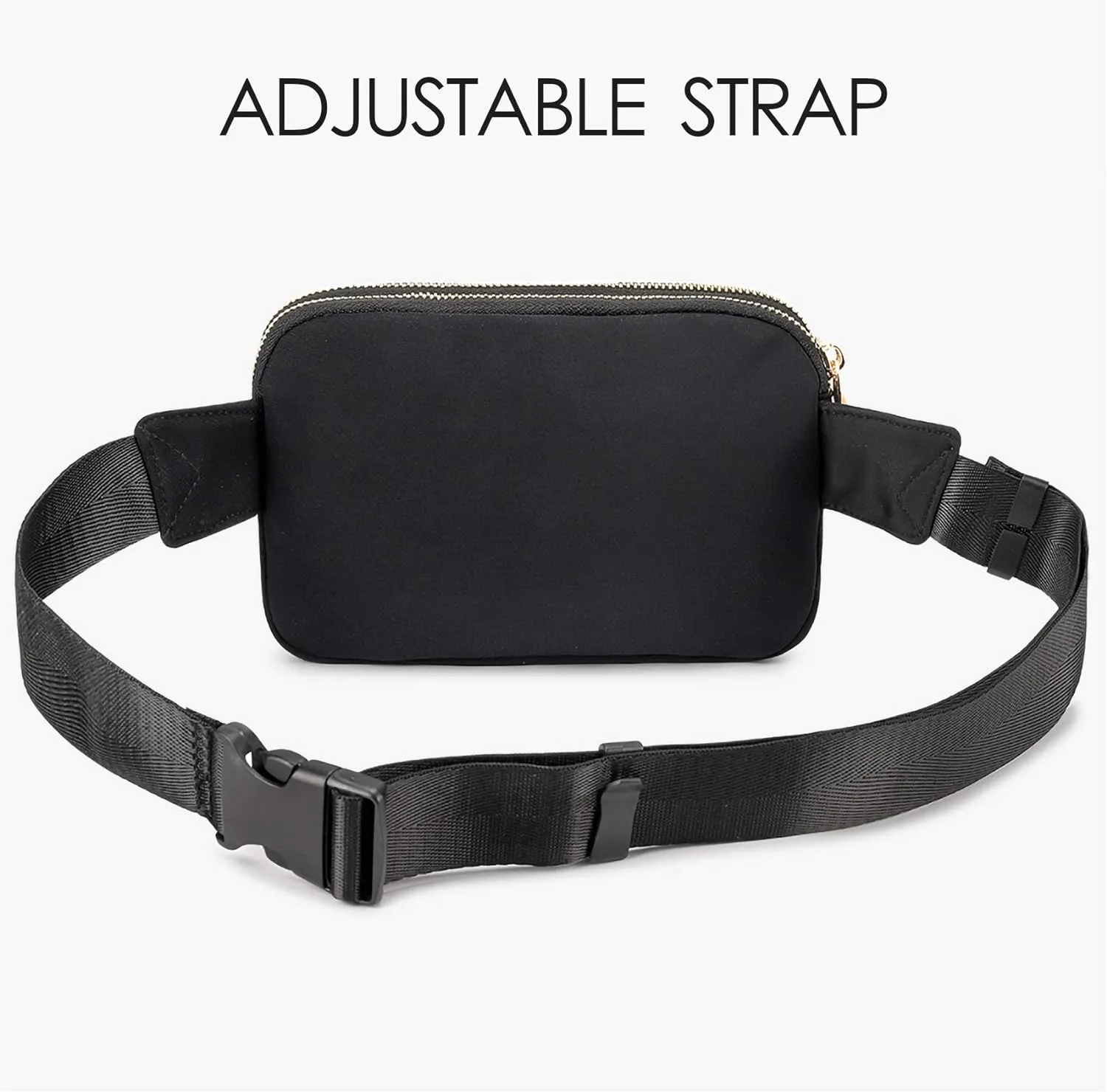 ZORFIN Fanny Packs for Women Men: Crossbody Belt Bag with Adjustable Strap - Fashion Waist Packs for Workout Running Traveling Hiking Black
