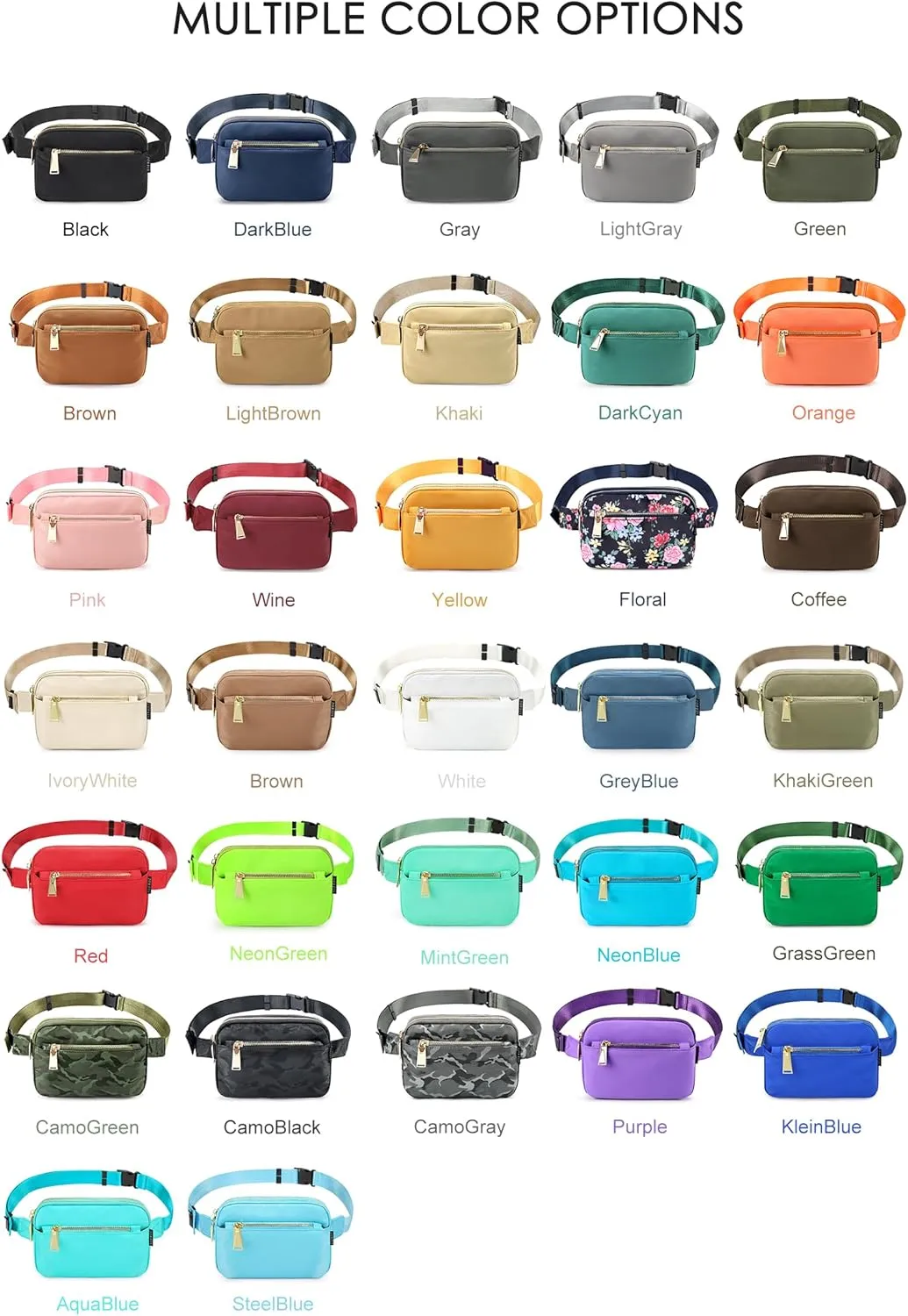 ZORFIN Fanny Packs for Women Men: Crossbody Belt Bag with Adjustable Strap - Fashion Waist Packs for Workout Running Traveling Hiking Black