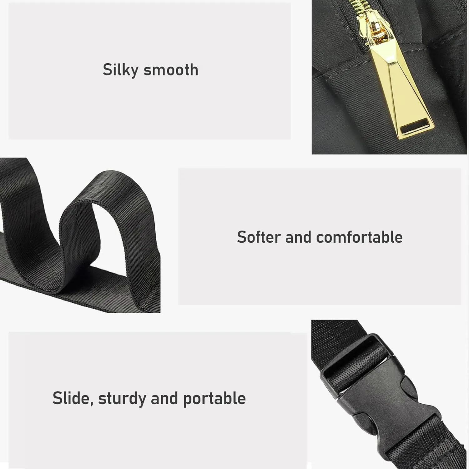 ZORFIN Fanny Packs for Women Men: Crossbody Belt Bag with Adjustable Strap - Fashion Waist Packs for Workout Running Traveling Hiking Black