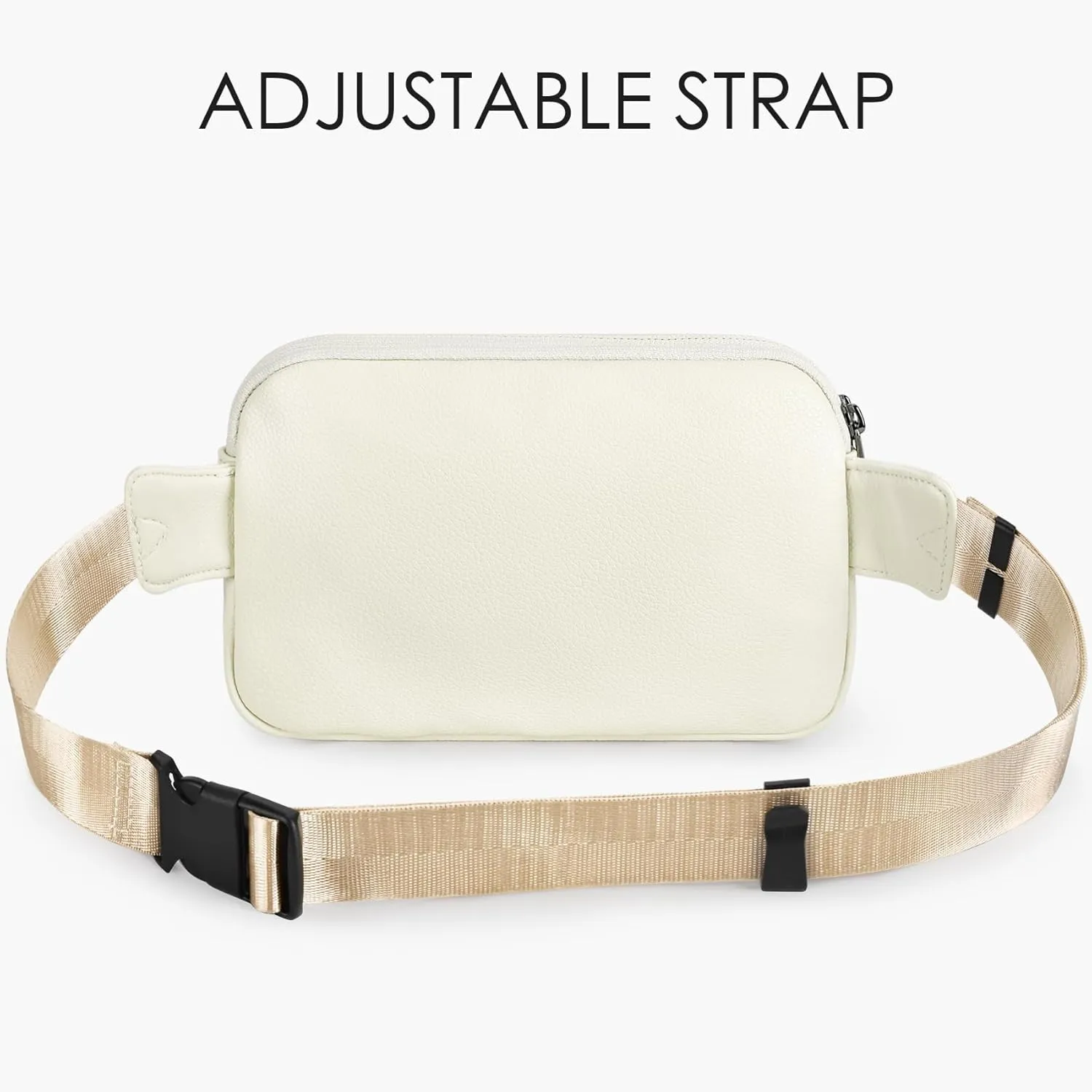 ZORFIN Leather Fanny Pack for Women Men: Crossbody Belt Bag with Adjustable Strap - Fashion Waist Packs for Workout Running Traveling Hiking Beige