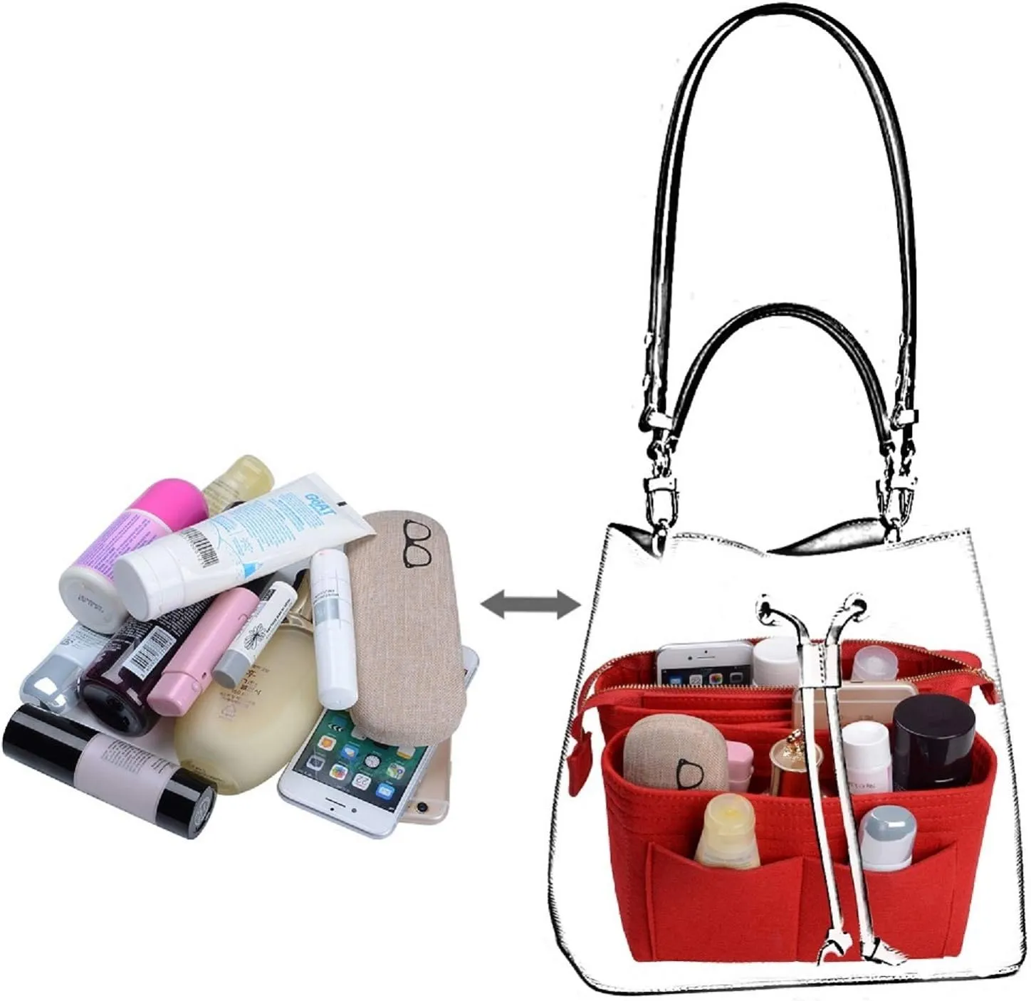 ZTUJO Purse Organizer, Bag Organizer, Insert Purse Organizer With 2 Packs In One Set For LV NeoNoe Noé Series perfectly